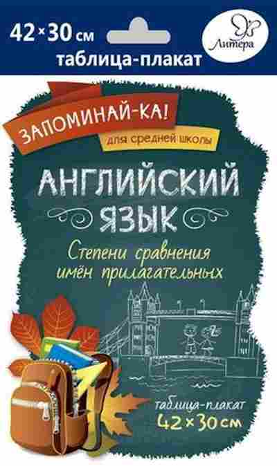Книга Англ.яз. Степени сравнения имен прилагательных Таблица-плакат 42*30, б-1822, Баград.рф